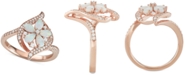 Macy's Opal (1-1/10 ct. t.w.) & Diamond (1/3 ct. t.w.) Flower Ring in 14k Rose Gold